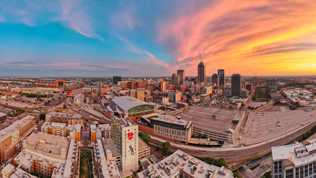 Aerial shot of Downtown Indianapolis